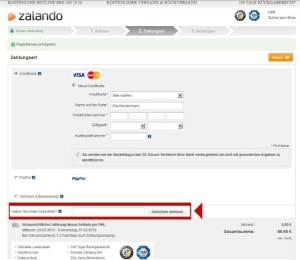 Zalando Gutscheincode einlösen
