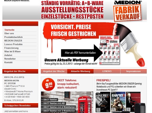 Riesiges Sparpotenzial bietet der Medion Werksverkauf