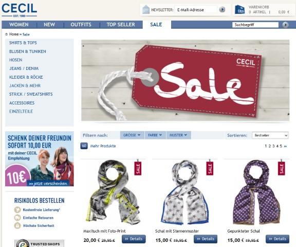 Der Cecil Sale im Internet