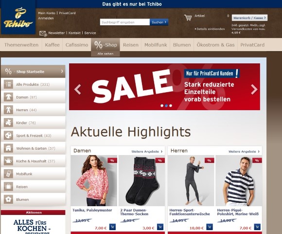 Der Sale von Tchibo bietet großes Sparpotenzial